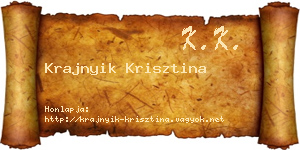 Krajnyik Krisztina névjegykártya